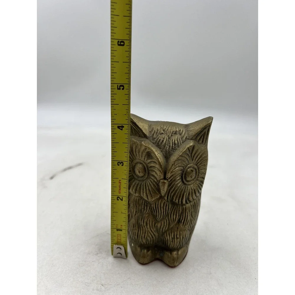 Vintage Brass Owl Figurine Paperweight 4.75